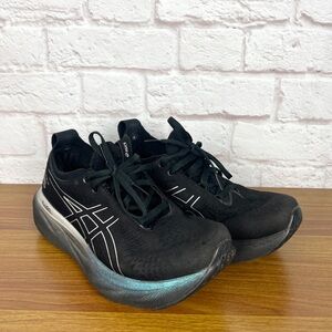 ASICS 25 Platinum Black Pure Silver Running Shoes Size 8